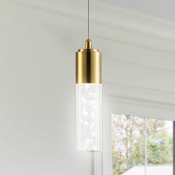 Bolha 4.75" Bubble Acrylic/Iron Modern Minimalist Integrated LED Pendant - JONATHAN Y